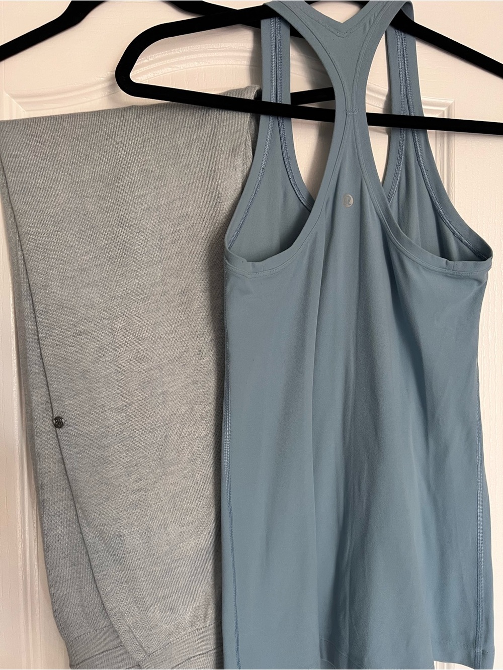 Women's Light Blue Racerback Tank Top - Active Layer & Merino Wool joggers